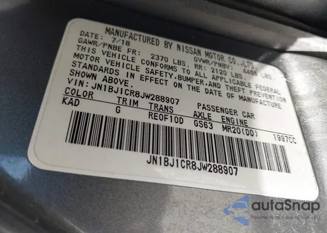 2018 Nissan Rogue Sport Sv z USA, uszkodzony, nr VIN JN1BJ1CR8JW288907